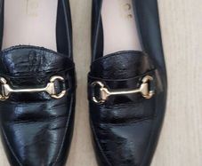 Black Leather Loafers, Office, size 7