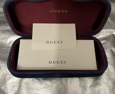 Gucci genuine Glasses Sunglasses Case Hard Shell Blue Velvet