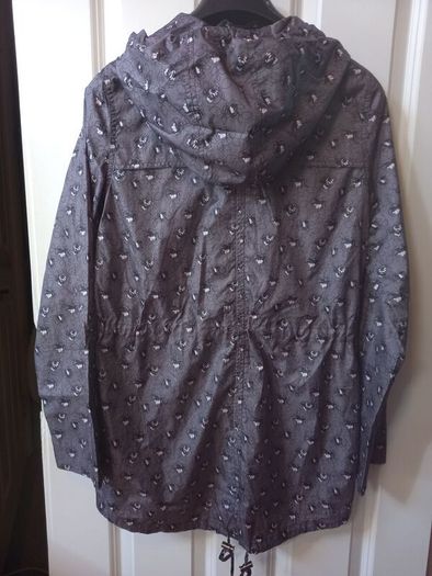 SALE! Grey Floral Hooded Rain Jacket size S