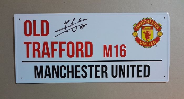 Manchester United autographed Street sign JAAP STAM