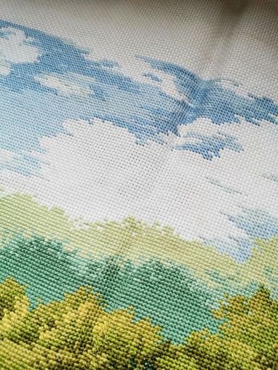 Stunning Handmade Cross Stitch Embroidery - Garden flowers