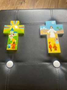 Artisan handcrafted & painted devotional cross