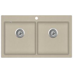 Granite Kitchen Sink Double Basins Beige