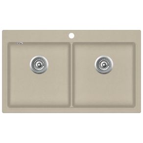 Granite Kitchen Sink Double Basins Beige