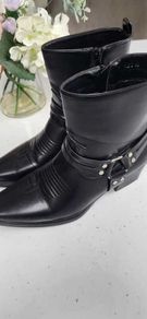 Black Biker Boots Sz 40 ( Fit 7 - 7.5UK)