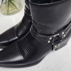 Black Biker Boots Sz 40 ( Fit 7 - 7.5UK)