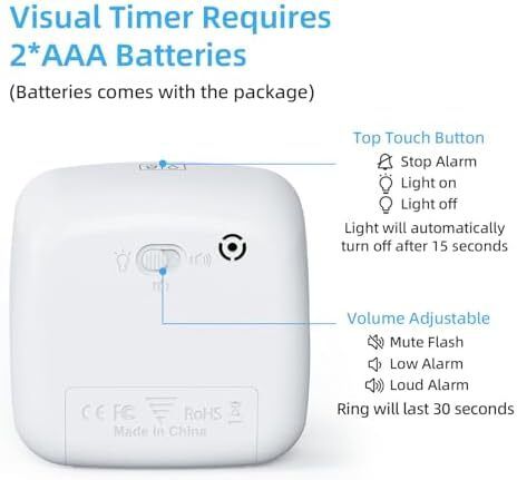 Yunbaoit Visual Timer for Kids & Adults, 60 Minute Rainbow Countdown Timer with Silent Flash Function, Time Management Tool for Classroom, Home, Kitchen, Office