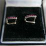 Silver hoops with crystals, folding hoop earrings, 925 Sterling Silver Image 3