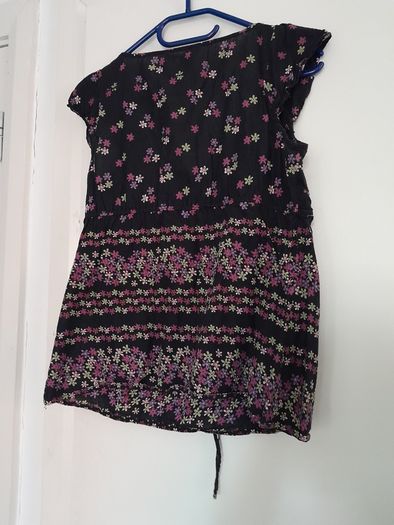 Top, black colour, with flower pattern, UK14