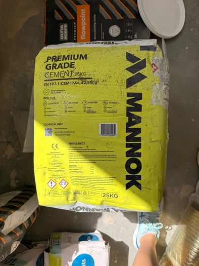 cement sacks & flow point mortar