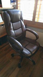 Good quality brown leather office swivel chair
