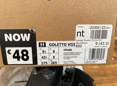 Brand new, in box, size UK 9 Adida Gilberto VIII FG Snr soccer boots