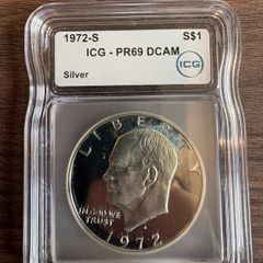 Silver Usa 1972-s Ike Dollar Icg Pr69 Dcam