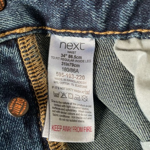 Next Men's super skinny indigo button fly jeans 34 / 31