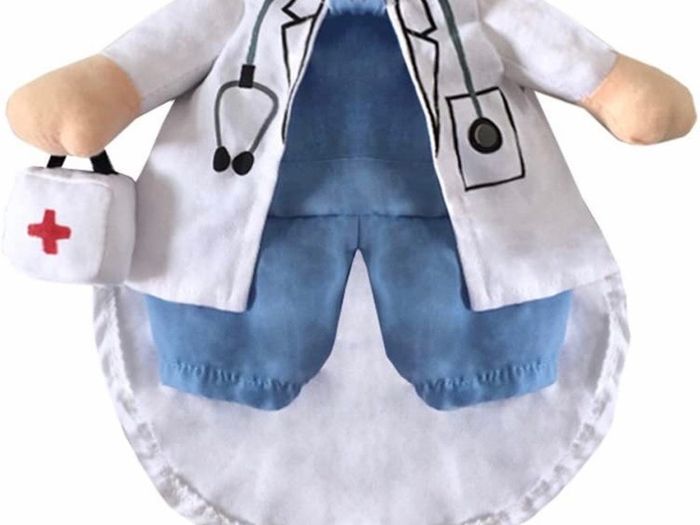 Dog Cat Doctor Costume Pet Doctor Clothing Halloween Jeans Outfit Apparel (MULTIPLE SIZES)