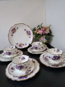 Rare Antique Melba Bone China "Violets" Tea Set