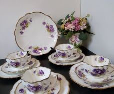 Rare Antique Melba Bone China "Violets" Tea Set