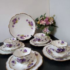 Rare Antique Melba Bone China "Violets" Tea Set