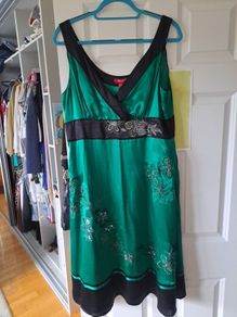 green silk dress monsoon
