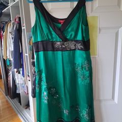 green silk dress monsoon