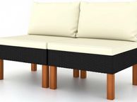 main image for ad Set of 2 Garden Lounge Chairs Modular Poly Rattan Sofa Sections with Cushions