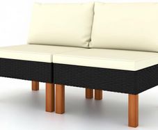 Set of 2 Garden Lounge Chairs Modular Poly Rattan Sofa Sections with Cushions