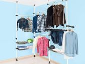 Telescopic Clothes Rail  Coat Rack Set Storage clothes bedroom  Shelving System wardrobe