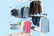 Telescopic Clothes Rail  Coat Rack Set Storage clothes bedroom  Shelving System wardrobe