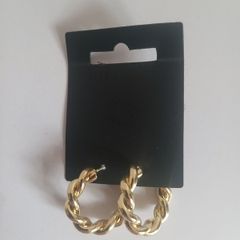 Pilgrim Danish Design Gold Tone Chunky Twisted Rope Hoop Earrings New CAN POST