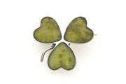 925 Vintage Sterling Silver Shamrock Brooch, Connemara Marble Irish Clover Pin
