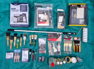 Paint rollers brushes etc