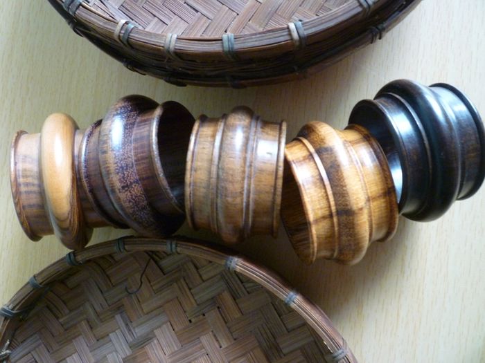 Wooden Napkin Ring holders-set Of 5 Vintage With Storage Box