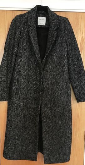 ZARA Straight Fit Long Wool Blend Coat New