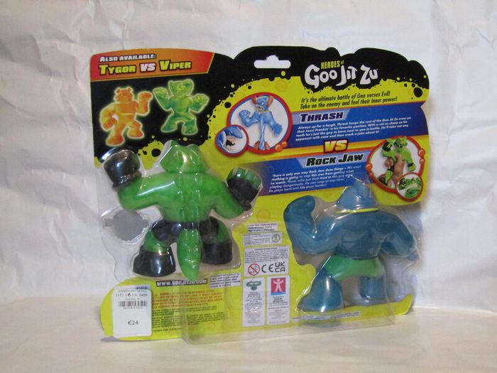 Heroes of Goo Jit Zu 2 Pack of Glow in The Dark Action Figures Battle Pack Thrash Vs Rock Figure Brand New Sealed Rare Hard To Find