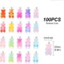 100 Pcs Gummy Bear Charms Pendants Cute Resin Bear Candy Charms in Bright Color Cartoon Bear Keychains Jewelry Necklace Charm Cute Bracelet Accessories for Child DIY Craft Image 2