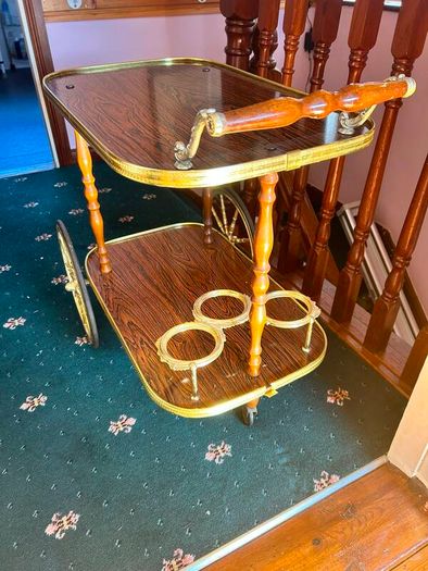 Vintage Mid-Century 2 Tier Drinks Trolley Bar