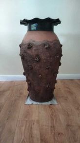 Large Vintage Irish Studio Pottery Floor Vase  Unique Hand-Built Coil Pot