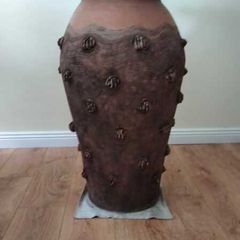 Large Vintage Irish Studio Pottery Floor Vase  Unique Hand-Built Coil Pot