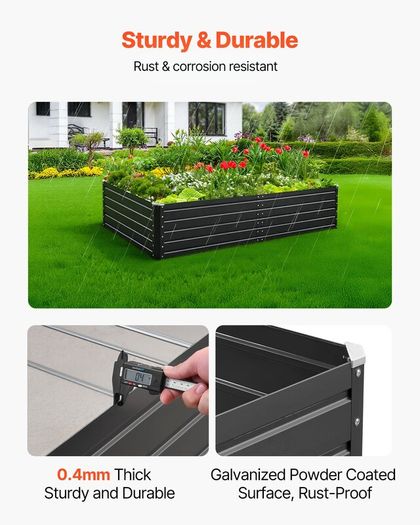 Metal Raised Garden Bed 203 x 102 x 48cm