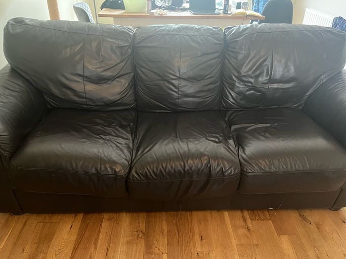 Dark brown leather couch