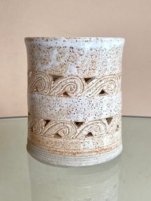 Vintage Ventry Penny's Pottery Jar Vase Candleholder, Atlantic Waves