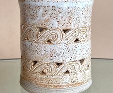 Vintage Ventry Penny's Pottery Jar Vase Candleholder, Atlantic Waves
