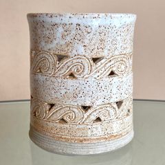 Vintage Ventry Penny's Pottery Jar Vase Candleholder, Atlantic Waves