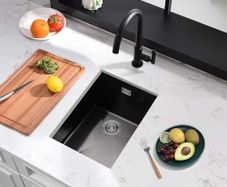 Black Steel Kitchen Sink 30x40cm Stainless Steel Undermount Single Bowl with Overflow, Drainer Fitting, Suitable for Topmount, Undermount, Flushmount Installation