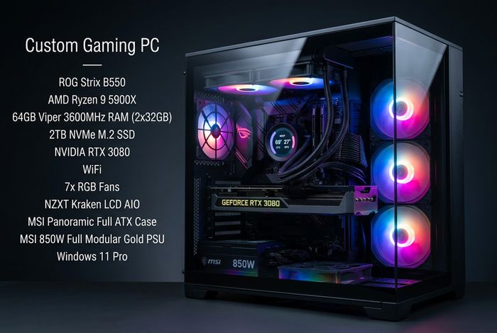 Gaming custom PC RYZEN 5900x 64gb 2tb NVME RTX3080
