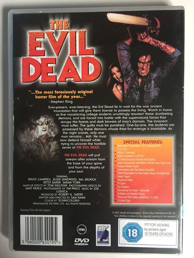 The Evil Dead (Full Uncut Version) Sam Raimi Film [1981] Bruce Campbell, Ellen Sandweiss, Richard DeManincor, Betsy Baker & Theresa Tilly [1xDVD Movie]