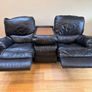 Black Leather Recliner Suite Image 3