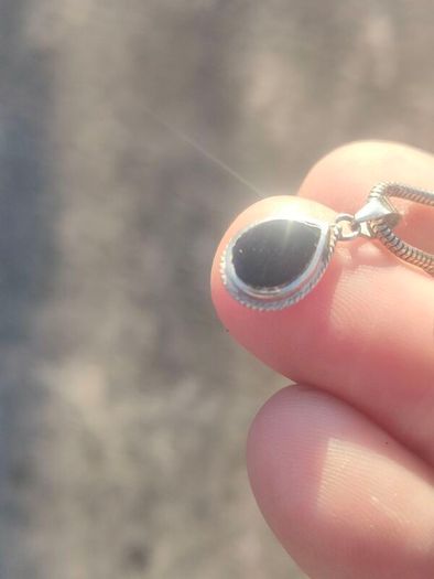 Vintage Teardrop Black Onyx Sterling Silver Pendant Set