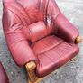 Two large wooden and leather armchairs Image 5