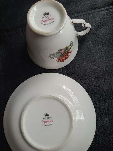 Queen Anne teacup and saucer celebrating the marriage of Charles and Diana